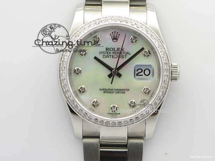 1223 Neat DateJust 36mm SS BP-Maker Best Edition Diamond Bezel White MOP Dial On SS Bracelet A2824 V 3842